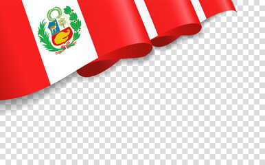 Wave 3d flag of Peru isolated on transperent background. Patriotic national Peruvian flag. Vector illustration