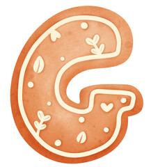 Watercolor Hand Drawn Gingerbread Alphabet Christmas Clip Art
