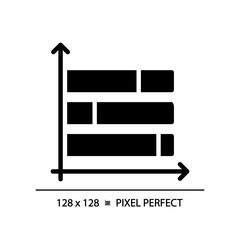 Horizontal stacked column chart black glyph icon. Budget management. Demographic data. Information display. Silhouette symbol on white space. Solid pictogram. Vector isolated illustration