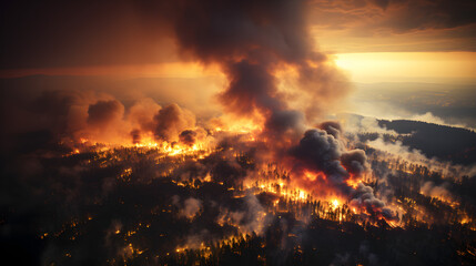 Fiery Desolation: Aerial Shots of a Massive Forest Fire