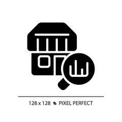 Fototapeta premium Pixel perfect glyph style outlet icon, isolated vector, product management illustration.
