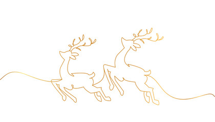 christmas vector deer line art style eps 10