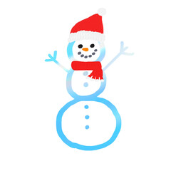 Snowman with red Santa Claus hat