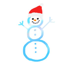 Clip art of snowman with hat(red)