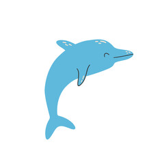 dolphin hand drawn in flat style. Vector illustration