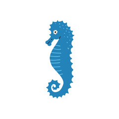 seahorse hand drawn in flat style. Vector illustration
