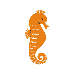 seahorse hand drawn in flat style. Vector illustration © Yelyzaveta Kovalenko