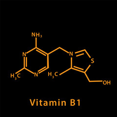 Fototapeta premium Vitamin B structure formula chemical flat style illustration