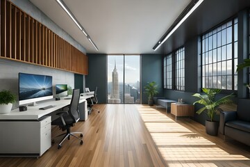 Beautiful office interior design generated by AI technology