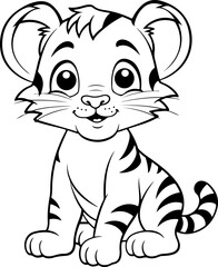 Cute tiger cartoon coloring page