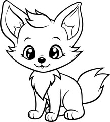 Fototapeta na wymiar Cute fox cartoon coloring page