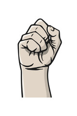Rising hand fist symbolizing protest, rebel, independence, power or freedom
