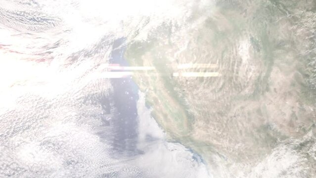 Zoom in from space and focus on Lodi, California, USA. 3D Animation. Background for travel intro. Elements of this image furnished by NASA