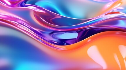 Chromatic caustic reflection effect, abstract liquid futuristic design element, 3d rendering glass gradient wave for poster design. generative ai