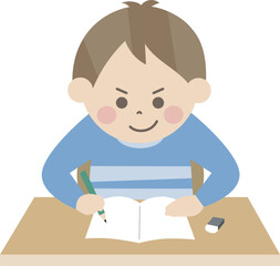 勉強している男の子