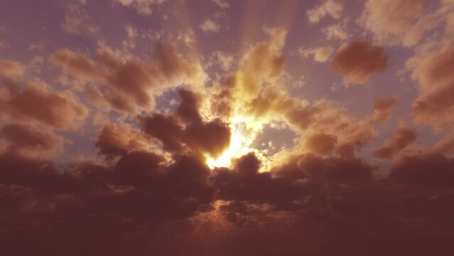 god ray sunset clouds 4k