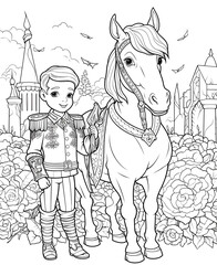 Unicorn coloring pages for kids AI GENERATIVE