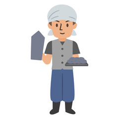 左官職人の男性のイラスト