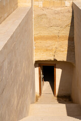 Detail of stairs going inside Egyptian Pyramid, Cairo, Egypt
