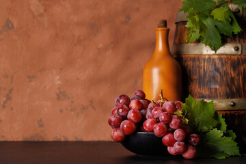 Wine bottle and grapes
