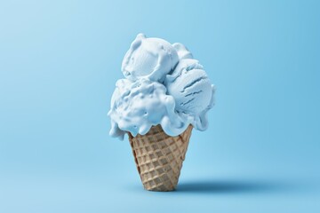 Blue ice cream cone. Generate Ai