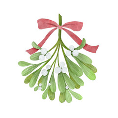Mistletoe Christmas Watercolor