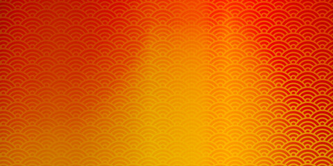 青海波文様　ゴールドのグラデーション背景イラスト　和柄