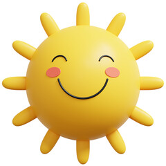 3D Sun Emoji.Happy sun, funny cute character.