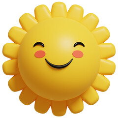 3D Sun Emoji.Happy sun, funny cute character.