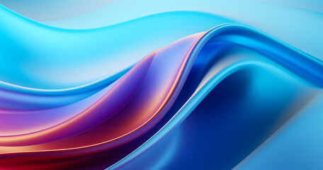 Abstract fluid iridescent holographic neon curved wave in motion colorful background 3d render. Gradient design element for backgrounds, banners, wallpapers, posters and covers