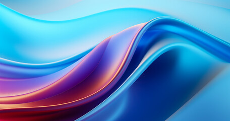 Obraz premium Abstract fluid iridescent holographic neon curved wave in motion colorful background 3d render. Gradient design element for backgrounds, banners, wallpapers, posters and covers