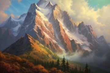 panorama of the mountains Generative Ai