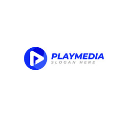 Modern Play media sign logo icon vector template