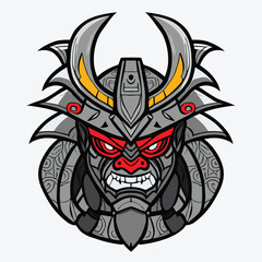 Samurai warrior esport mascot logo design. Vector Illustration