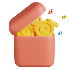 3d render of gift box with coins,with give away concept.