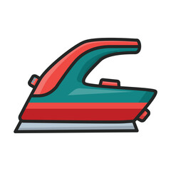 Steam iron for home clothes vector cartoon icon.Color illustration of laundry appliance and hot steam iron.