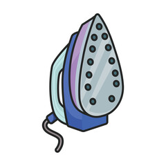 Steam iron for home clothes vector cartoon icon.Color illustration of laundry appliance and hot steam iron.