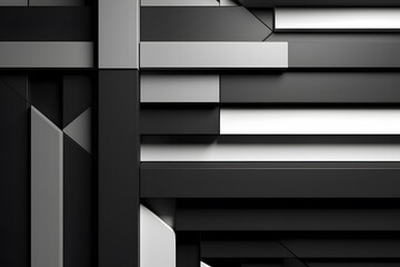 A minimalistic abstract background featuring a series of parallel lines in monochromatic tones, shades of gray, charcoal black, and crisp white, clean and sophisticated aesthetic. Generative AI