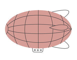Classic airship in doodle style. Vintage transport.
