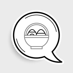 Line Basket with easter eggs icon isolated on grey background. Happy Easter. Colorful outline concept. Vector