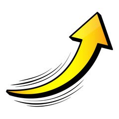 勢いのあるかっこいい立体的な上昇矢印　単品　金　gold arrow with momentum