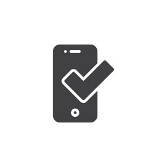 Cell Phone with check mark vector icon