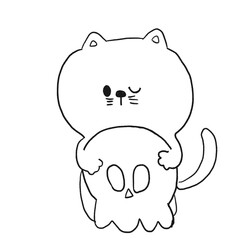 Halloween Cat hand drawn