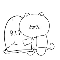 Halloween Cat hand drawn
