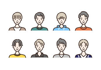 男性のアイコンセット 上半身