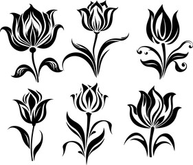 Silhouette flower plant vector images