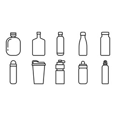 Flask vector icon set. Thermos illustration sign collection. Bottle symbol or logo.
