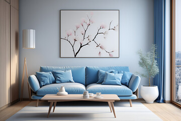 modern living room interior design blue theme