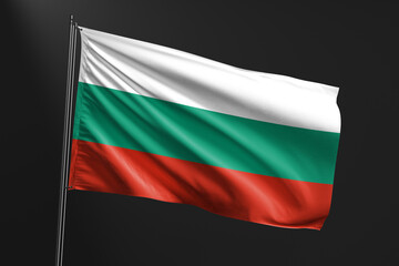 3d illustration flag of Bulgaria. Bulgaria flag waving isolated on black background. flag frame with empty space for your text.