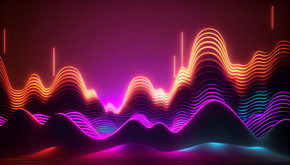 Abstract background with lines, Neon abstract retro wave background, blurry synth wave backdrop, Ai generated image